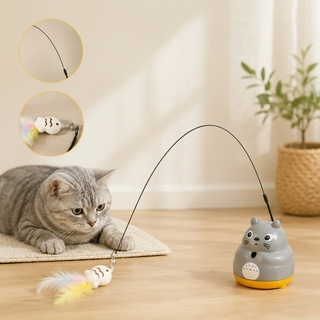 Interactive Cat Teaser Wand with Feather