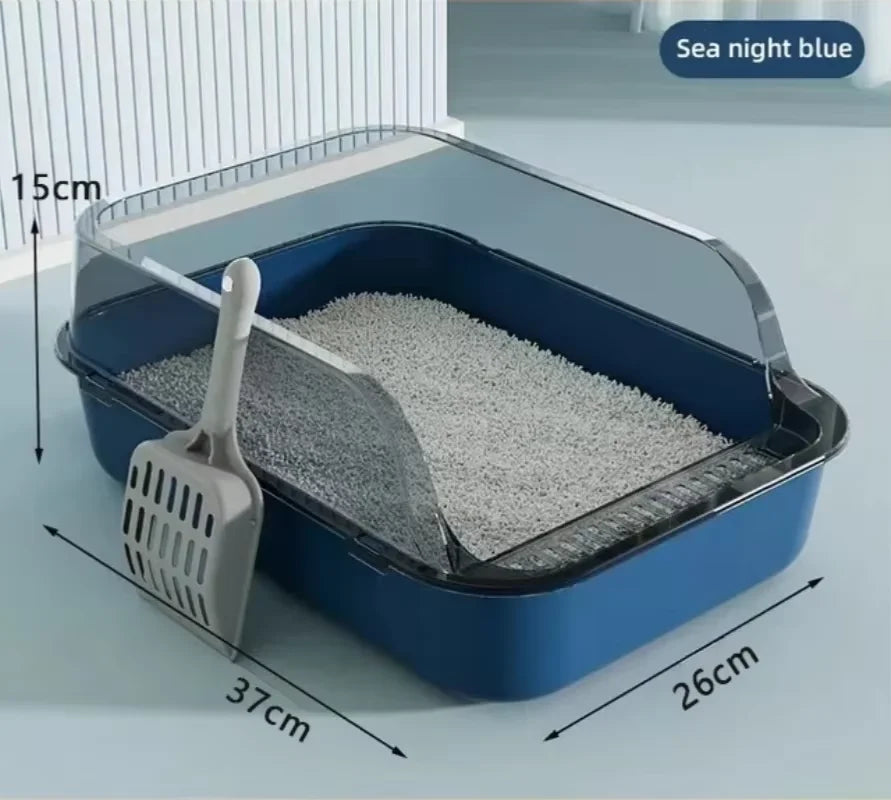 High-Sided Semi-Enclosed Cat Litter Box