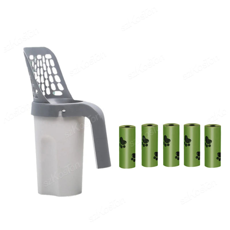 Cat Litter Scoop with Built-In Waste Bin & Bags