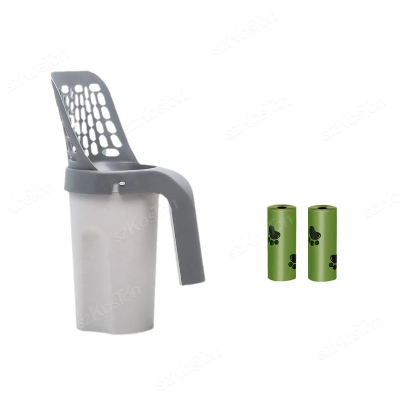 Cat Litter Scoop with Built-In Waste Bin & Bags