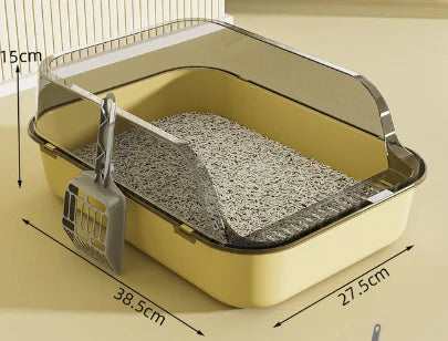 High-Sided Semi-Enclosed Cat Litter Box