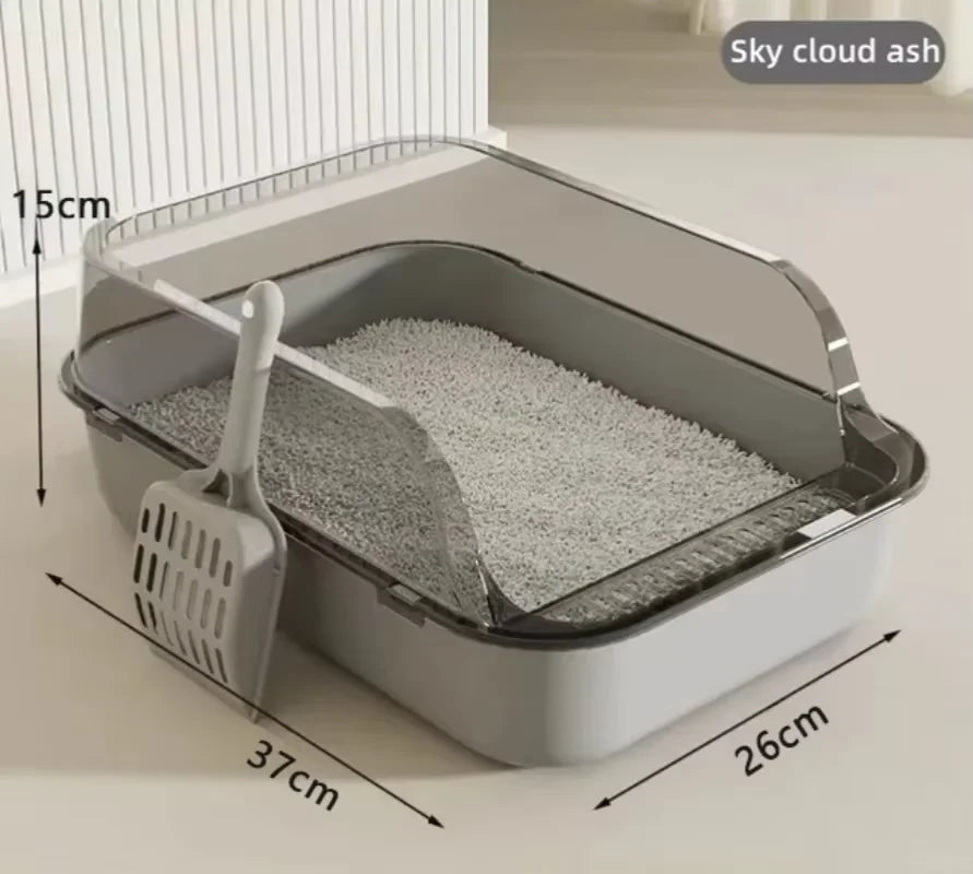 High-Sided Semi-Enclosed Cat Litter Box