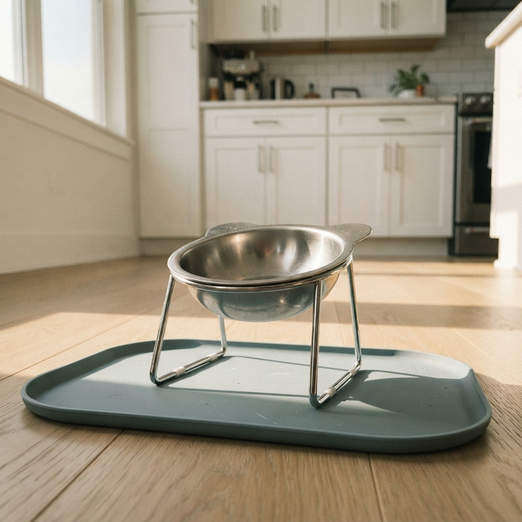 Elevated Stainless Steel Cat Bowl with 15° Tilt