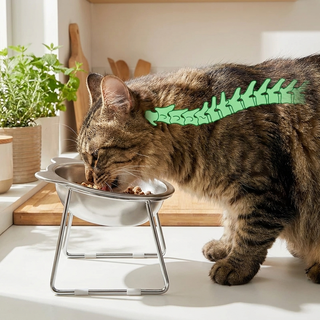 Elevated Stainless Steel Cat Bowl with 15° Tilt