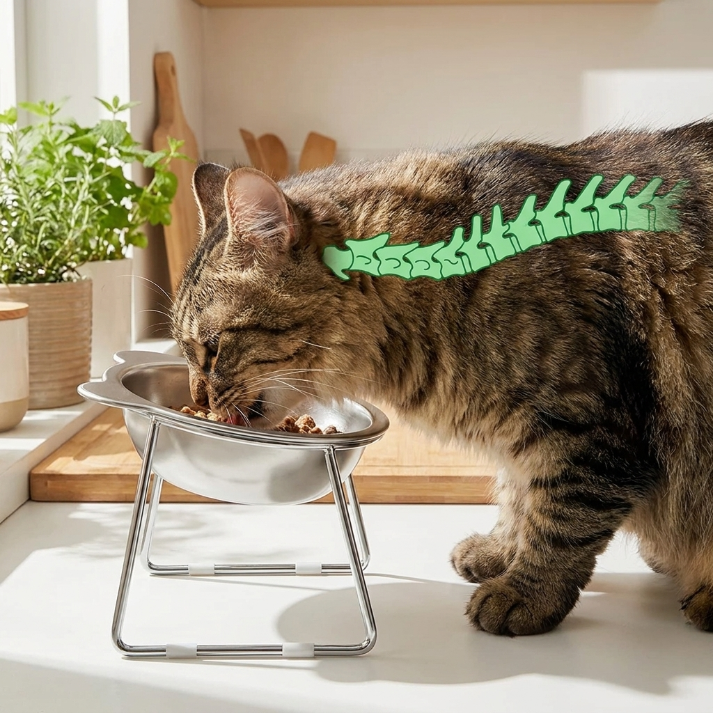 Elevated Stainless Steel Cat Bowl with 15° Tilt
