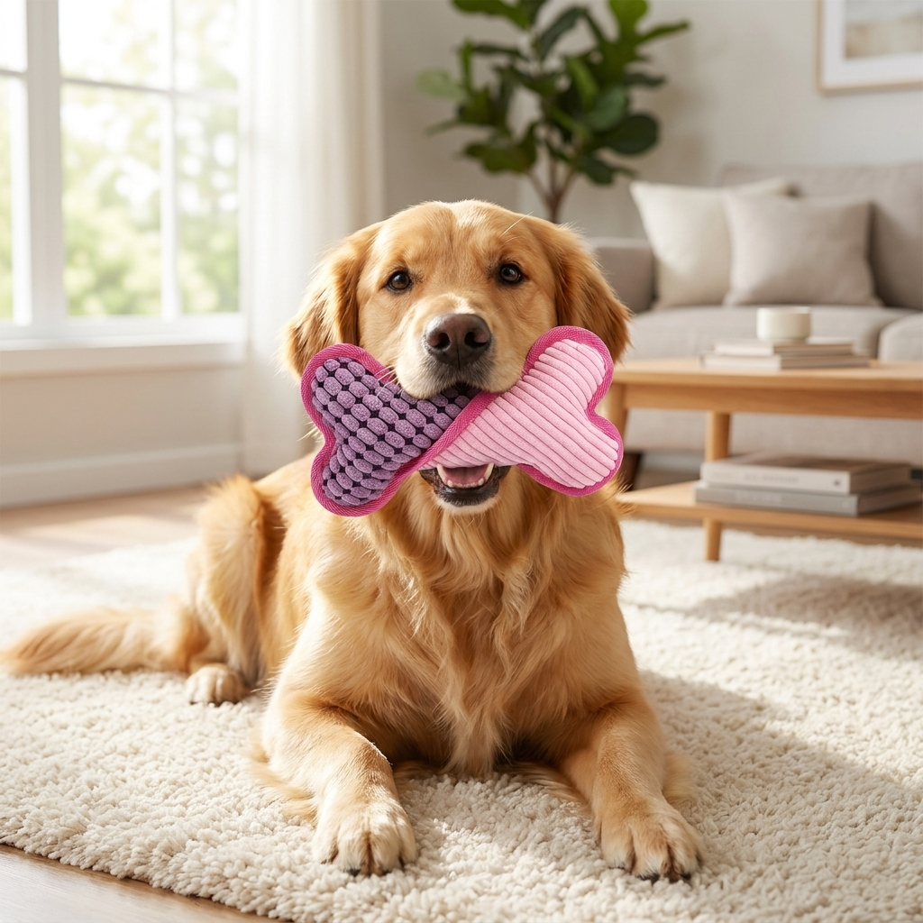 Plush Squeaky Bone Dog Toy