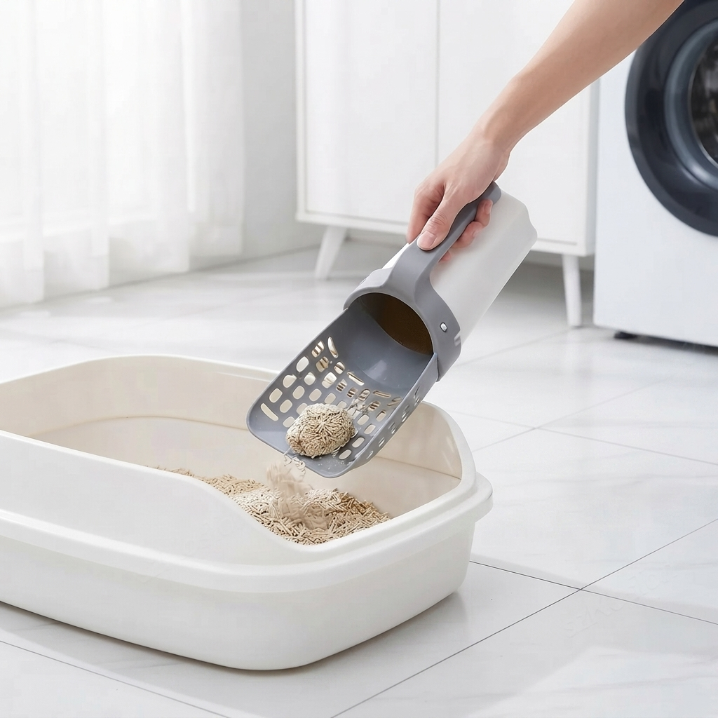 Cat Litter Scoop with Built-In Waste Bin & Bags
