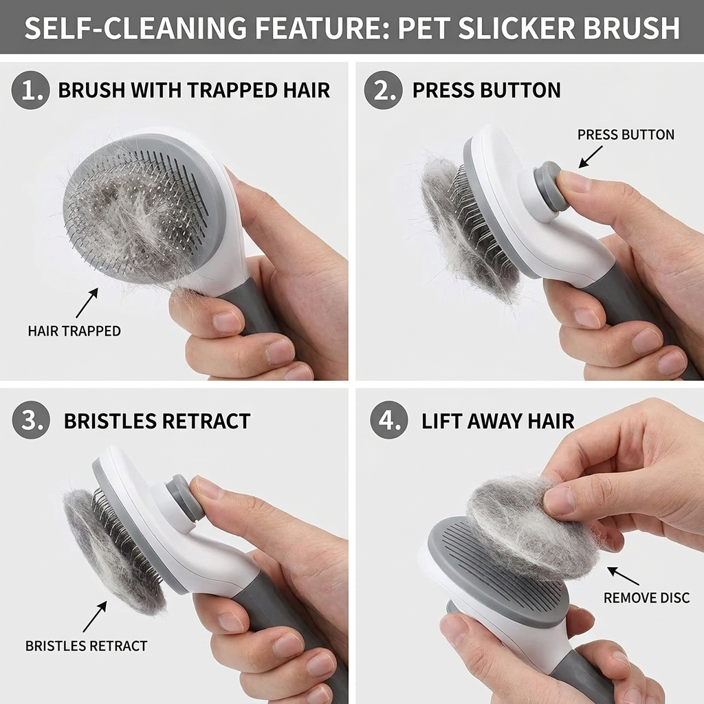 Self-Cleaning Slicker Brush for Dogs & Cats